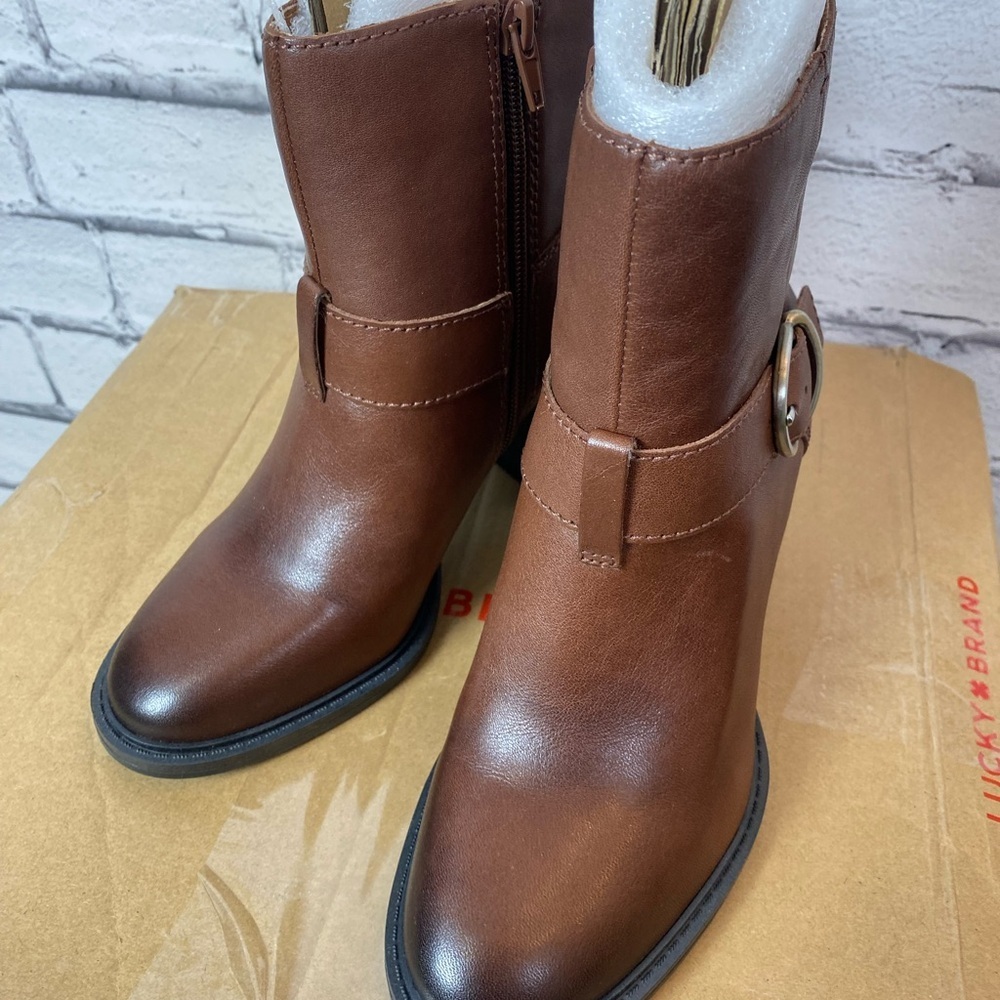 Lucky Brand Brown Almond Toe Ankle Boots Booties LK-Achelle Boots Size 5.5 NEW - Picture 4 of 11